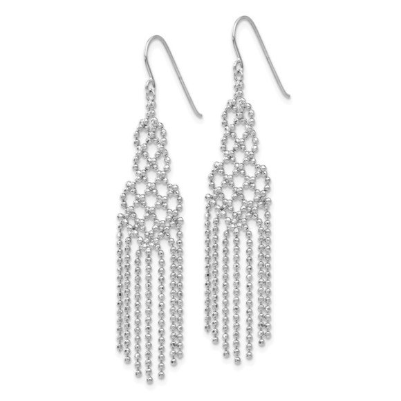 14K White Gold Beaded Earrings - Picture 4 of 4